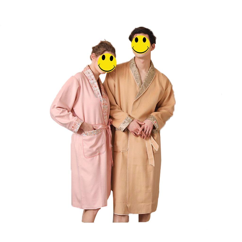 Robes Men and Women,Silk Couple Pajamas Spring and Summer Silk Fashion Lapel Bathrobes Can Be Worn O