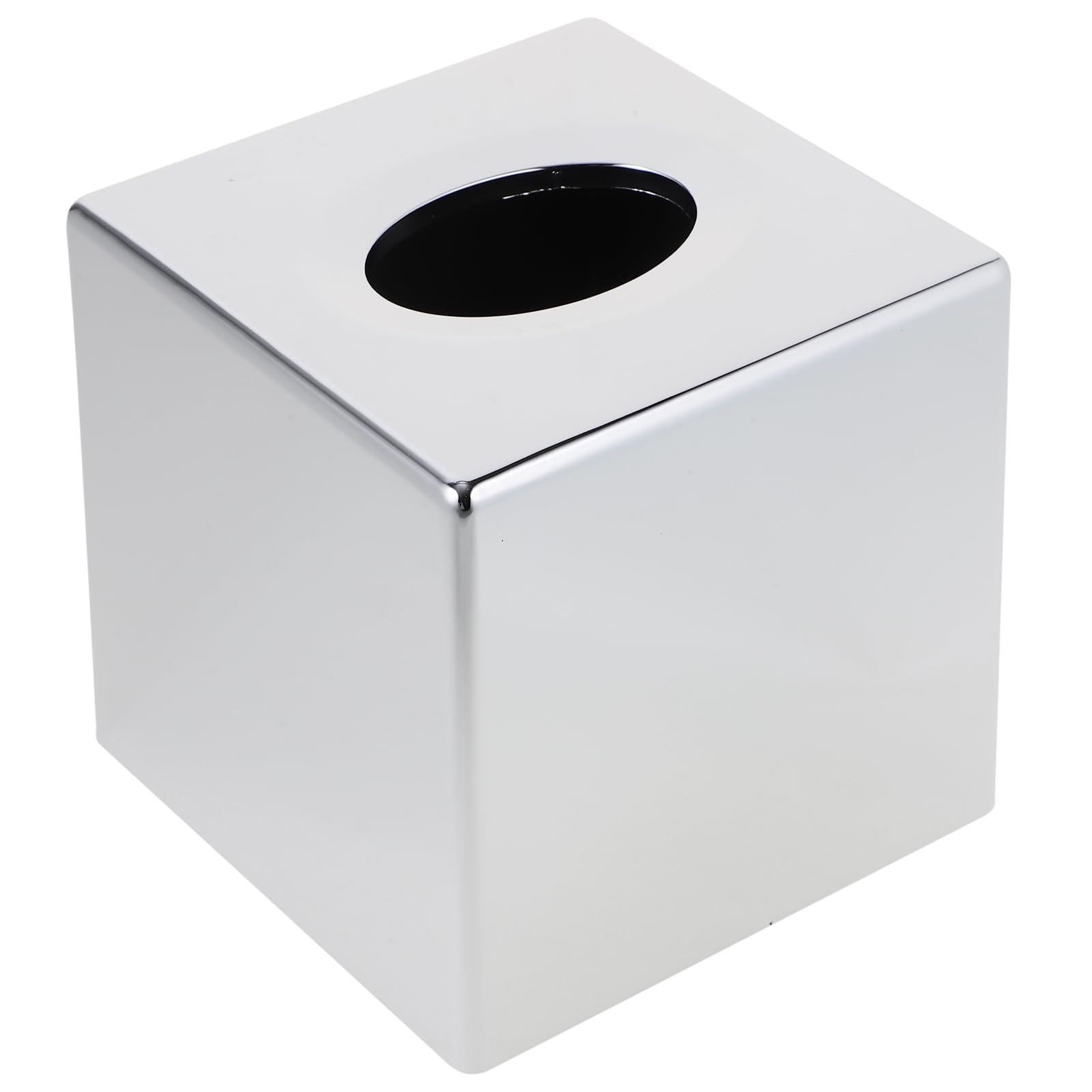 Chrome Cube Tissue Holder, Silver Tissue Box Cover Stainless Steel Box Cover Cube Facial Holder Bedroom Dresser Napkin Dispenser for Bathroom, Countertop, Bedroom, Living