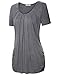 Timeson Pleated Blouse, Tunic Shirts Loose Fitting Shirts Drape Front Knit T Shirt Dark Grey Large