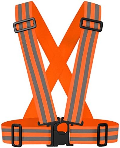 Reflective Highly Visible Safety Belt Vest, Adjustable &amp;Versatile Reflective Vest for Biking, Running, Cycling and Motorcycle Safety - Orange