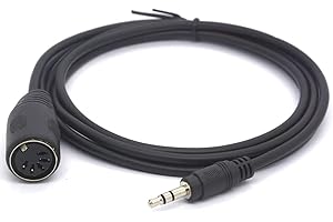 PIIHUSW 3.5mm 5 Pin Din MIDI Cable, 5-Pin DIN Plug Female to 3.5 (1/8in) TRS Stereo Male Jack Converter Cable for MIDI Keyboard IK Multimedia (1.5 Meter)