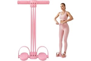 Pedal Resistance Bands with Handles, Upgrade 6-Tube Natural Rubber Foot Pedal Resistance Band for Multifunction Stretching Wo