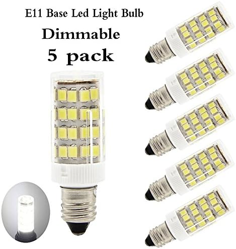 E11 Dimmable Mini Candelabra E11 Base T4 JD 110V LED Halogen Replacement Bulb, 4W, 40W Equivalent, Cold white 6000K,( 5 Pack)