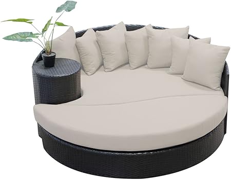 Amazon Com Tk Classics Beige Newport Circular Sun Bed Outdoor