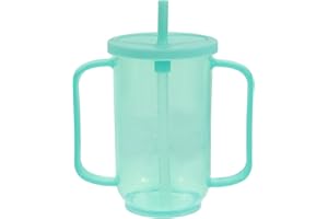 WOFASHPURET Adult Sippy Cups - Spill Proof Cups for Adults, Plastic Straw Cups with 2 Handles No Spill Feeding Cup Handicap Cup for Elderly Disabled 350ml