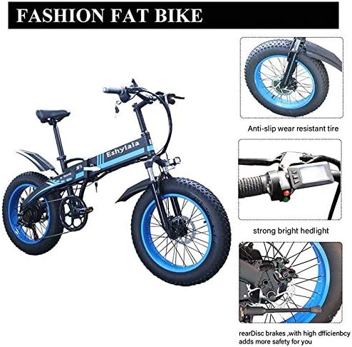 Lwestine 20 Inch 350W 10AH 36V Electric Folding Fat Tire Bike Mountain Snow Beach Bicycle E-Bike with Lithium Battery