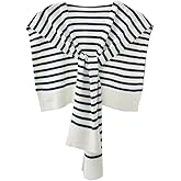 Womens Striped Pashmina Shawls and Wraps Knitted Sweater Casual Shawl Wraps Scarf Cardigan Cape Cashmere Shoulder Top