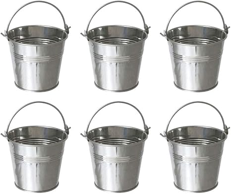 Amazon Co Jp Bestonzon 12ピースミニ缶バケツブリキ食品バケツアイシングクリームフライドポテトコンテナ用パーティー 10 5 7 2 10 5 Cm シルバー おもちゃ