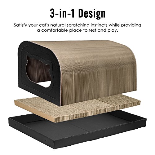 Pawaboo Cat Scratcher Tunnel Cat House Premium Collapsible Corrugated