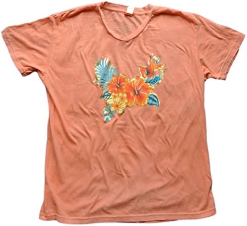 Guava Beach Women's Tropical Hand Dyed Floral Softknit Tee with Shimmering Accent