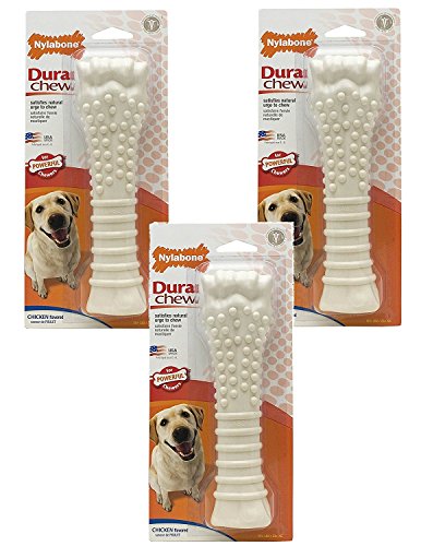 (3 Pack) Nylabone Dura Chew Souper Chicken Flavored Bone Dog Chew Toys