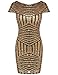 ROMWE Women's Cap Sleeve Open Back Trimmed Sequined Bodycon Dress