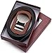 Marino Avenue Genuine Leather belt for Men, 1.5 Wide, Casual Ratchet Belt with Automatic Linxx Buckle - Circular Linxx - Deep Charcoal - Adjustable from 28
