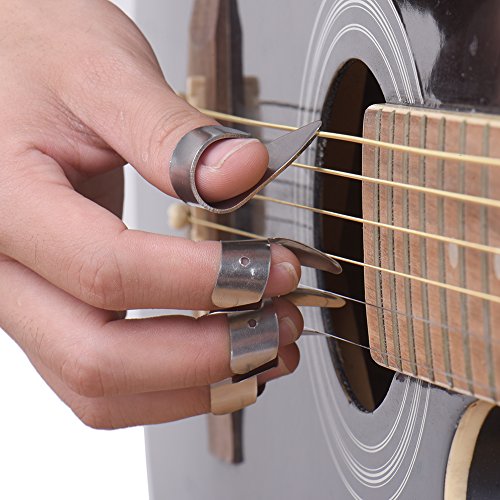Buy Bronze Stainless Steel Metal Guitar Finger Picks Unique Ring Style