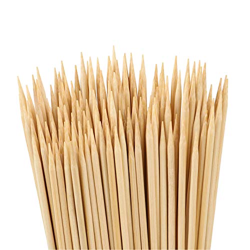 Easytle Natural Bamboo Skewers Sticks for BBQ, Appetizer, Vegetables, Cheese, Fruit, Corn and More Food, 200 Pcs (4 Inch)