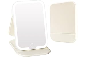 ZHUOTHAN Rechargeable Travel Mirror with Light, LED Makeup Mirror with Lights, Portable Vanity Mirror with 3 Color Lighting, 