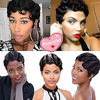 Short Human Hair Wigs Africa American Women S Finger Wave Wig