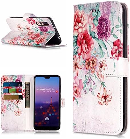 Huawei P20 Pro case, P20 pro Wallet case, Vintage Floral Pattern PU leather Retro wallet case for women Kickstand Flip Card Holder Money Pocket Magnetic Closure Cover for Huawei P20 Pro-Retro Flower
