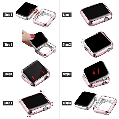 Apple Watch Case,FOLOME Plated TPU Scratch-resistant Flexible Electroplate Case Slim Lightweight Protective Bumper Cover Case for Apple Watch Series 3 / Series 2 (Rose Gold, 38mm Size Case)