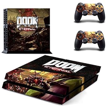 Amazon Com Playstation 4 Skin Set Doom Hd Printing Vinyl Skin Cover Protective For Ps4 Gaming Console And 2 Ps4 Controller By Mr Wonderful Skin Video Games