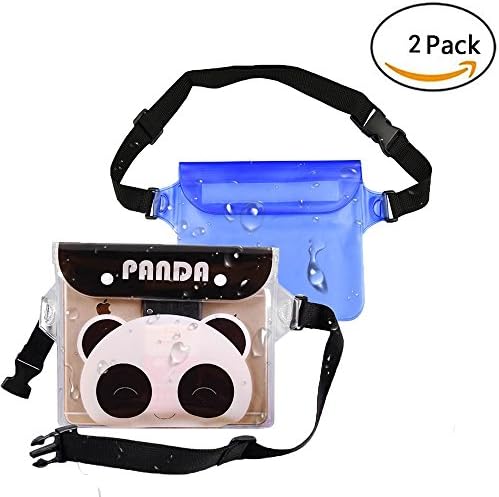 Splash Resistant Bags - 2 Pack - GTIMES Waterproof Waist Pouch Travel Bag - Adjustable Waist Strap Rainproof Bag for Snorkeling Kayaking Swimming Boating Fishing (Blue Panda)