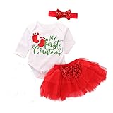 3Pcs Baby Girl Christmas Outfit Set My First