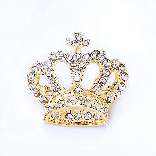 Seraphis Crystal Crown Brooch Rhinestone Gold Pin Badge Fashion Jewelry Unisex
