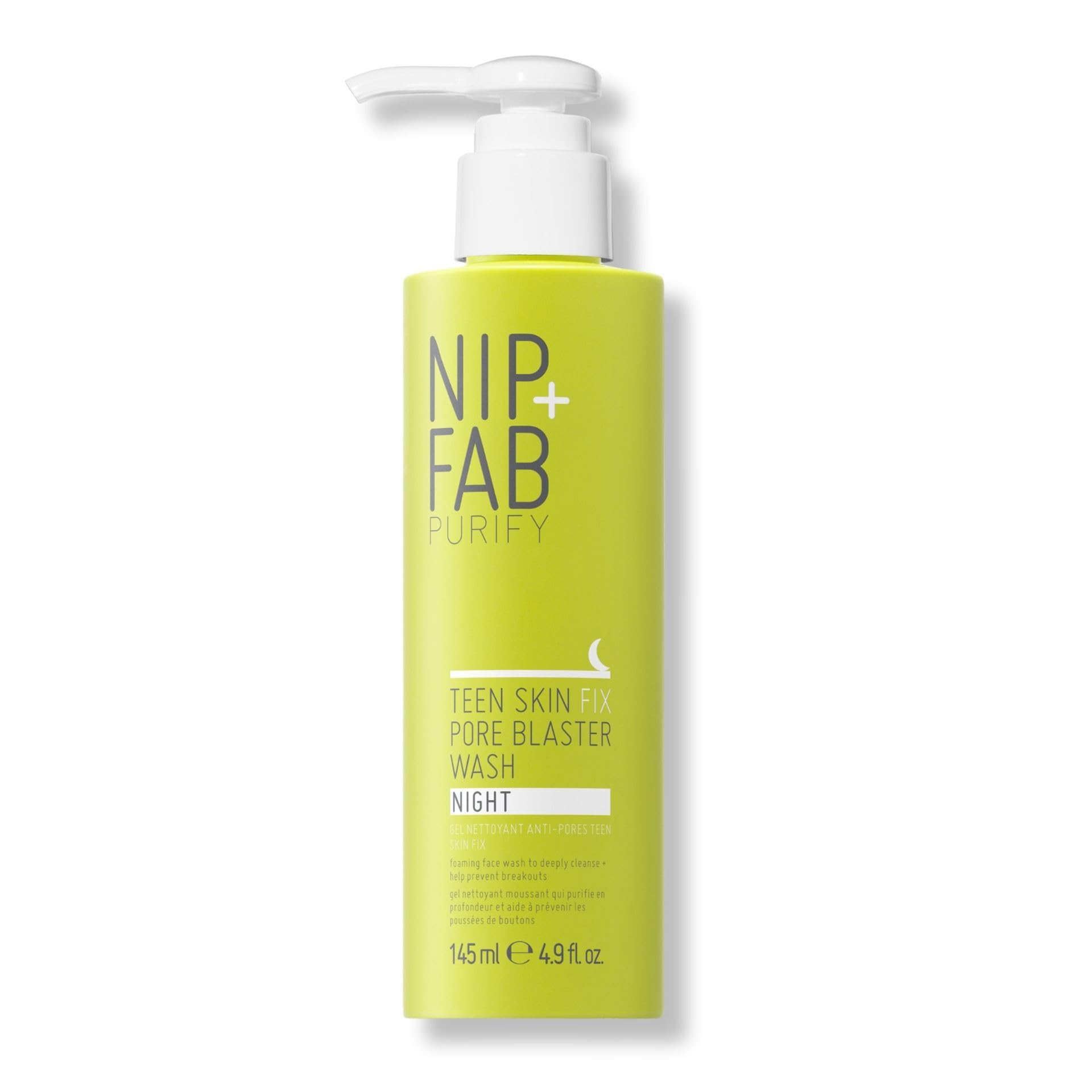 Nip + Fab Teen Skin Fix Pore Blaster Night Face Wash with Salicylic Acid, Wasabi Extract, and Tea Tree Oil Cleansing Purifying Facial Cleanser, Breakouts, 145ml