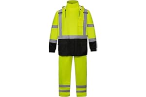 SRsafety High Visibility Rain Gear, Class 3 High Visibility Work Rain Gear for Men, Construction Rain Suits