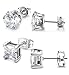 Besteel 2 Pairs Stainless Steel Mens Womens CZ Stud Earrings Pierced Earrings White 20G 8mm