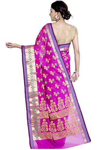 Chandrakala Magenta Banarasi Cotton Silk Saree - Image 3