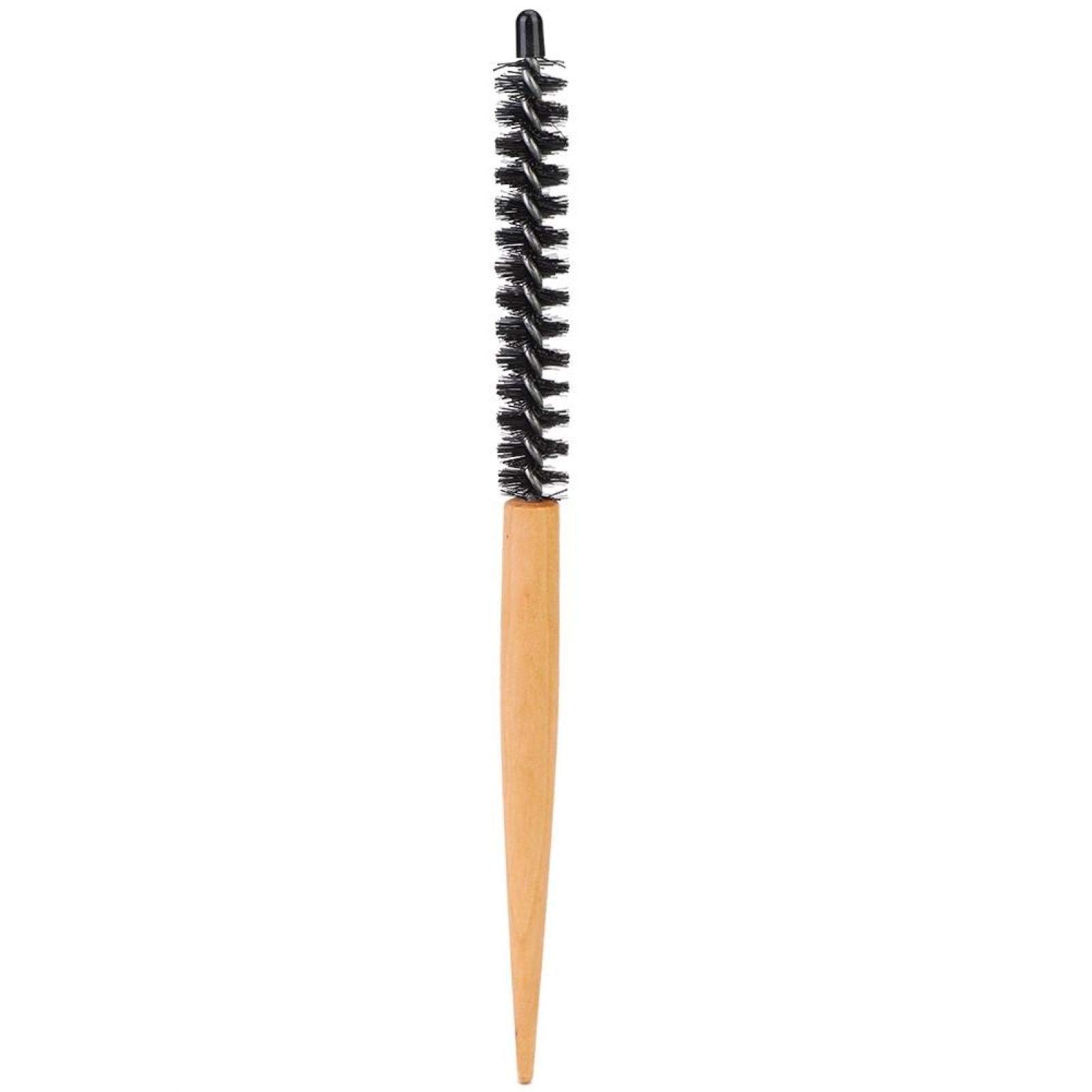 Small Round Hair Brush With Nylon Bristle, Small Volumizing Hair Brush with Natural Wooden Handle for Men and Women - Blow Dry, Style, and Curl Hair(#1)