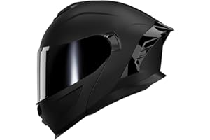 MXJ Gear Motorcycle Helmet,Motorcycle Dual Visor Flip up Modular Full Face Helmet JR-815,DOT Approved Motorbike Helmet with Black Visor for Adults Men Women(L,Matte Black )