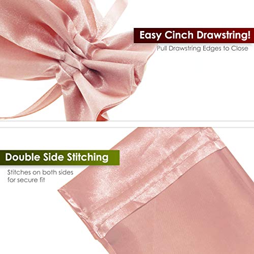 Knitial 3" x 4" Rose Gold Satin Gift Bags, Jewelry Bags, Wedding Favor Drawstring Bags Baby Shower Christmas Gift Bags 50 per Pack