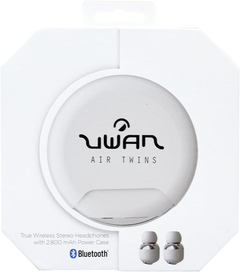 Uwan 98212 - Wireless Headphones with Battery for Mobile Phone White, 15 x 15 x 25 mm (auriculares ) + 89 x 89 x 27 mm (batería)