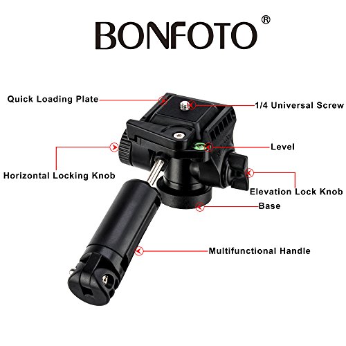 BONFOTO B73A 58" Portable Aluminum Alloy Lightweight Camera Travel Tripod and Monopod with Panorama Pan Head,Quick Release Plate and Carry Bag for Smartphones and Most DSLR Cameras with 1/4" Screw