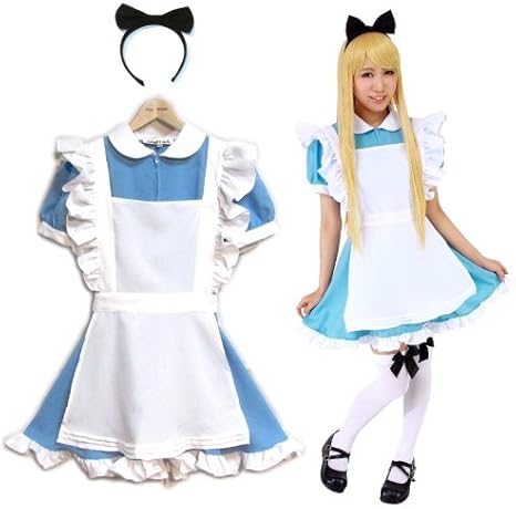 Amazon Hw ふしぎの国のアリス ワンピース 3点セット 水色 アリス 衣装 ハロウィン ディズニー プリンセス 大人用 コスプレ コスチューム レディース ガールズ コスプレ 仮装 通販