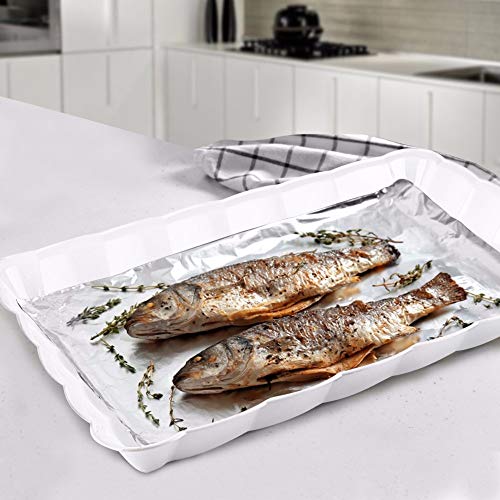 image for silver collection Rectangular White Plastic Trays, Disposable Serving 