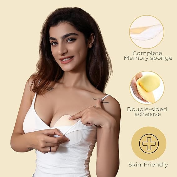 Woakess Sticky Bra Inserts, Sujetador Adhesivo Push Up Bra, Sujetador Adhesivo Doble Cara, Almohadillas de Sujetador Extraíble Push-up Almohadilla de Empuje para Sujetador Deportivo Traje Baño