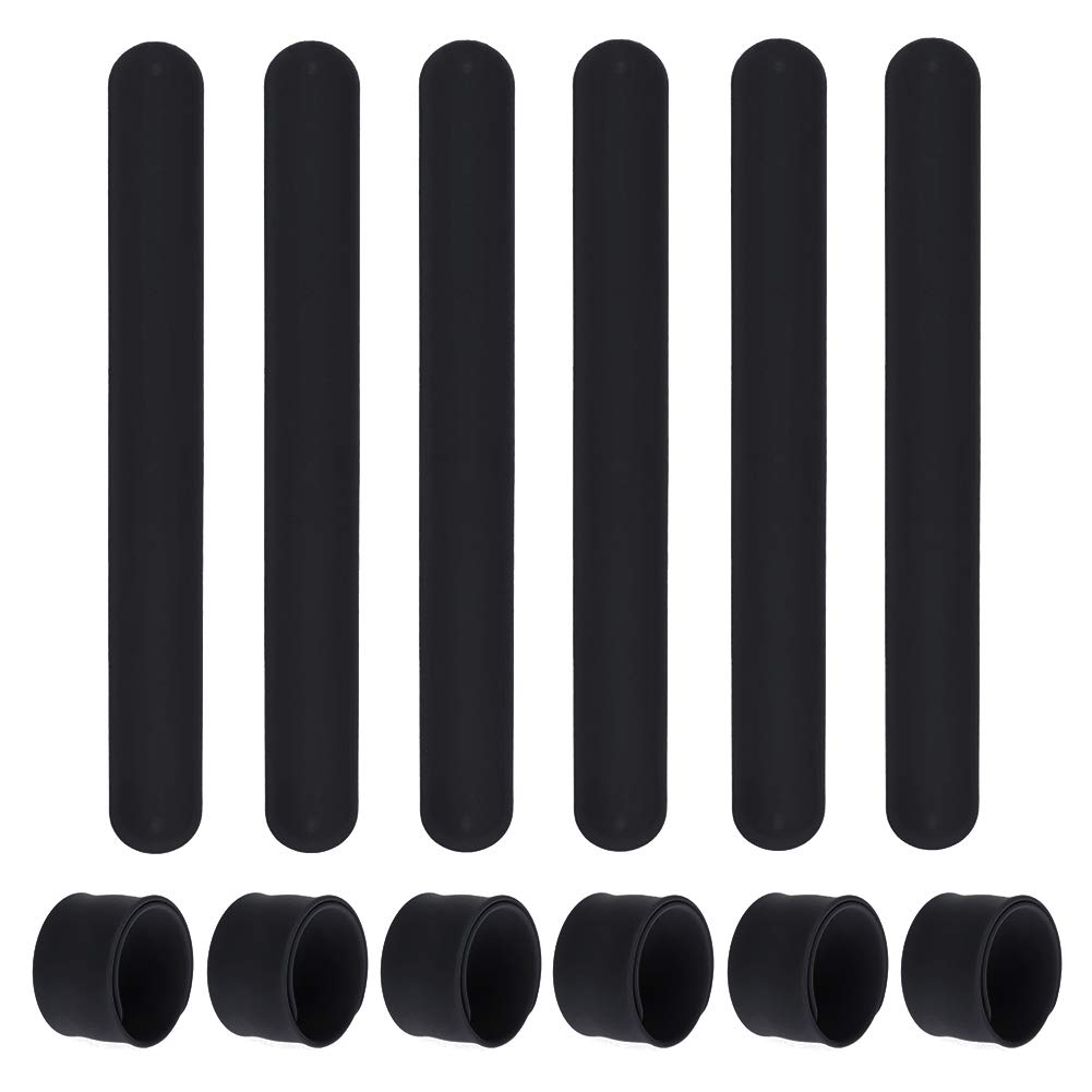 TOPTIE 24 Pcs Black Silicone Slap Bracelets, Soft Rubber Wristbands