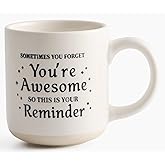 You're Awesome Coffee Mug – 14oz Cream Ceramic Cup with Motivational Message, Perfect Thank You & Appreciation Gift for Women, Men, Best Friends, and Coworkers, Microwave Safe
