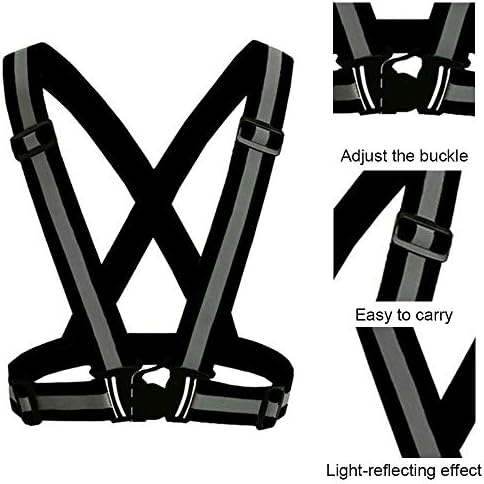 leegoal High Visible Reflective Gear, Elastic Adjustable Safety Reflective Vest with High Visibility Bands for Night Running, Biking, Walking, Jogging, Cycling, Motorcycle