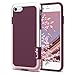 iPhone 7 Case, LoHi iPhone 7 Cover 3 Color Shockproof Case with Card Slot - Wine Red