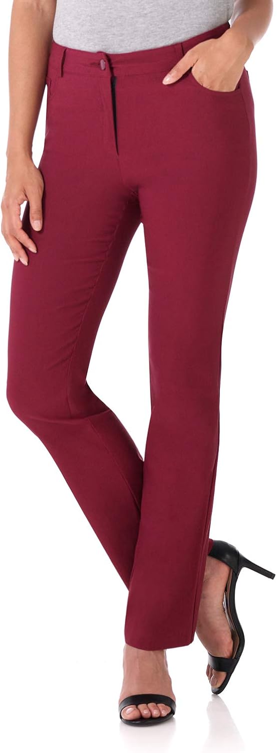 Rekucci Women's Iconic Stretch 5 Pocket Straight Leg Pant w/Zipper Closure at  Women’s Clothing store