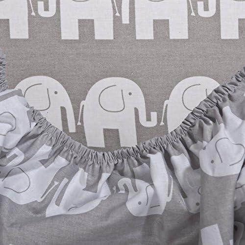 KempKids Cot Crib Fitted Sheet Size 90x200 cm Grey Elephants