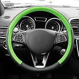 FH GROUP FH2009 Geometric Chic Genuine Leather Steering Wheel Cover- Fit Most Car, Truck, Suv, or Van