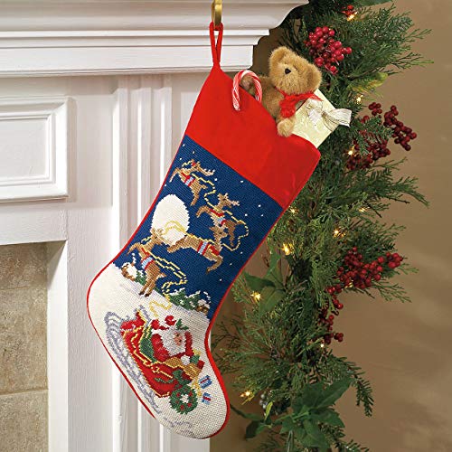 Lillian Vernon Sleigh and Reindeer Heirloom Needlepoint Christmas