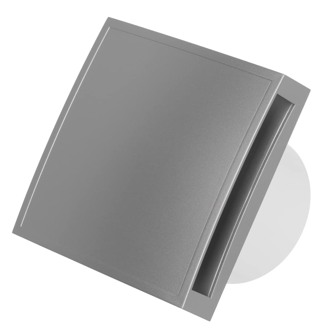 EUROPLAST Diameter 100 mm Bathroom Fan with Front, Quiet Fan (with Timer/Run-on timer, Silver)
