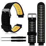 HWHMH 1PC Replacement Silicone Bands With 2PCS Pin Removal Tools For Garmin Forerunner 220/230/235/620/630 (No Tracker, Replacement Bands Only) (Black/Yellow)