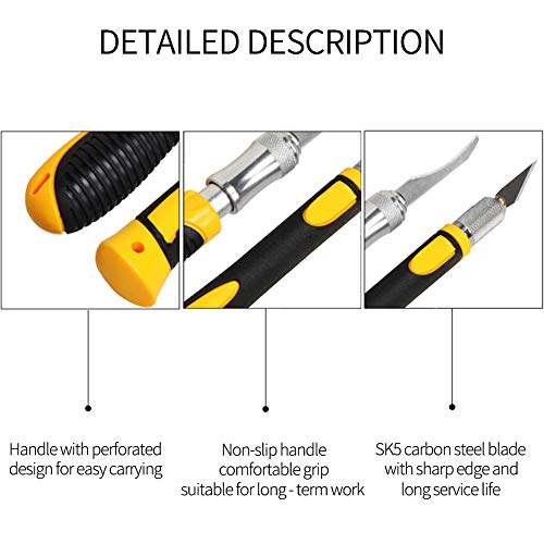 Precision Craft Hobby Knife Set Deburring Including 2 Size Knife and 22PCS Precision Carving Blades for Cutting, Art, Hobby, Scrapbooking, Stencil - Thumbnail 4